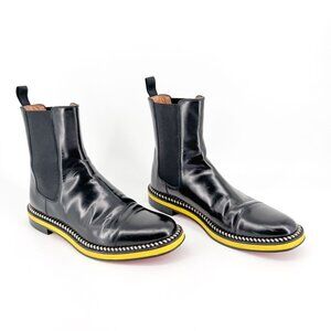 Christian Louboutin Chelsea Ankle Boots Size 41 US 11 Black Leather Flat Braided